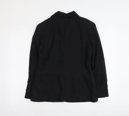 Opera Womens Black Polyester Jacket Blazer Size 12