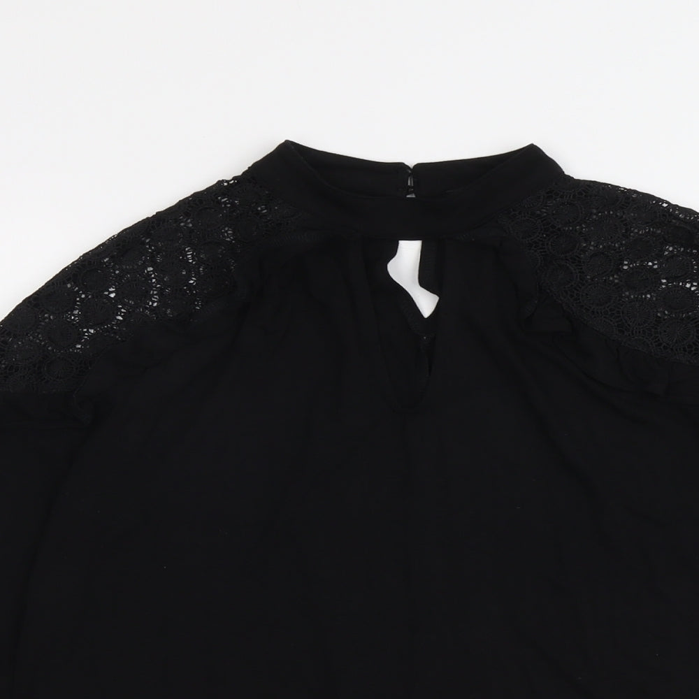 Womens UK Size 10 V By Very Black Basic Blouse