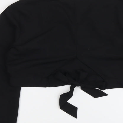 Miss Selfridge Womens Black Polyester Basic Blouse Size 10 V-Neck