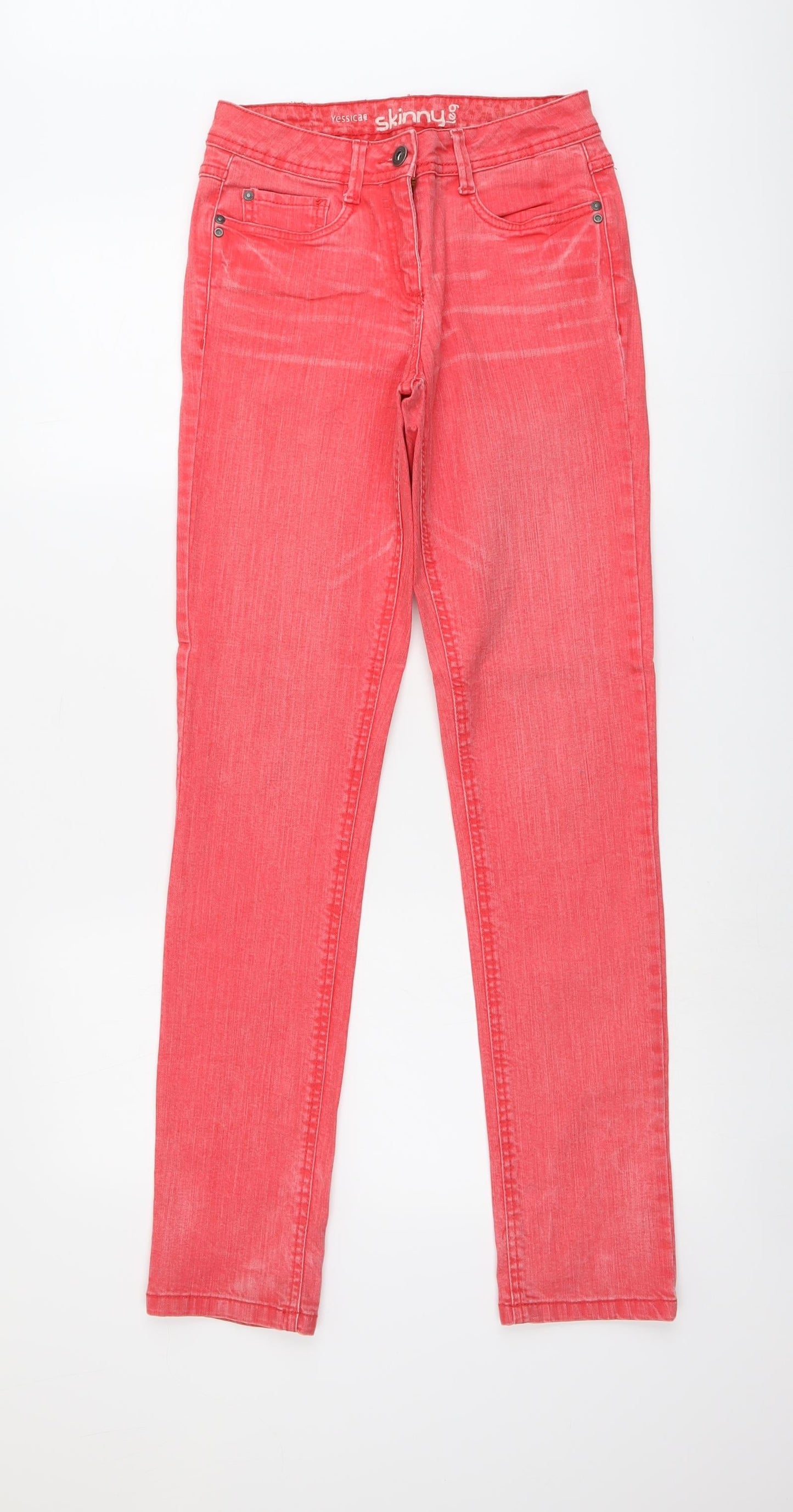 Yessica Womens Red Cotton Skinny Jeans Size 8 L32 in Regular Button