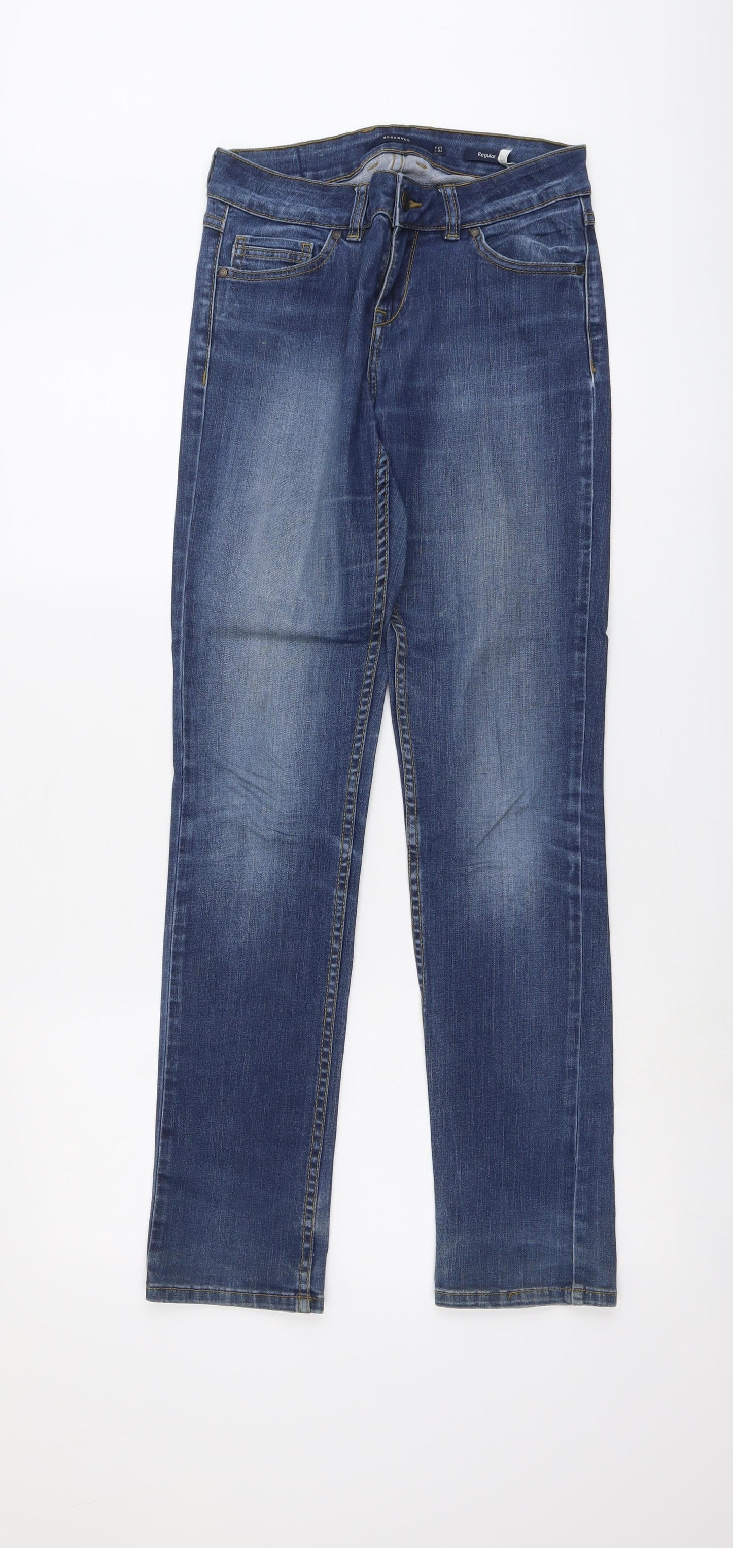 Womens UK Size 27 in RESERVED Regular Fit Straight Blue Jeans
