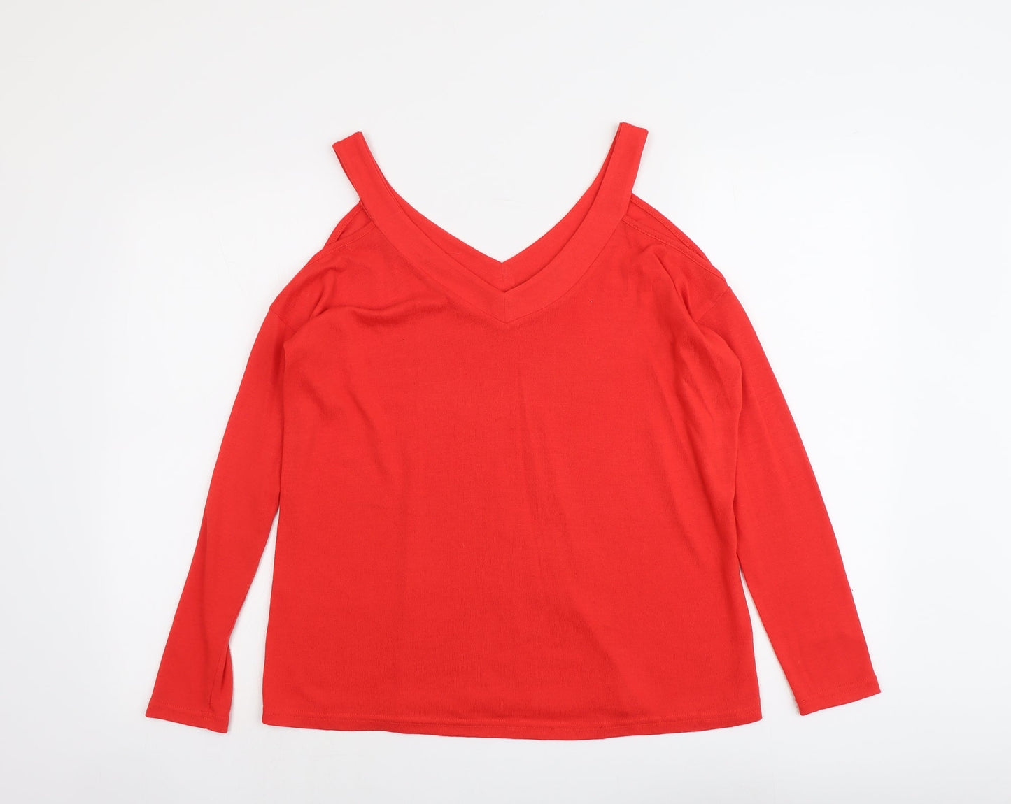 Primark Womens Red V-Neck Acrylic Pullover Jumper Size 10