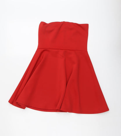 I SAW IT FIRST Womens Red Polyester Fit & Flare Size 10 Square Neck Pullover