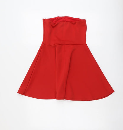 I SAW IT FIRST Womens Red Polyester Fit & Flare Size 10 Square Neck Pullover