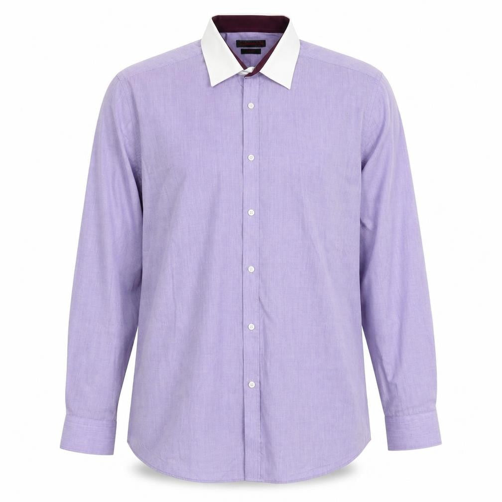 Mens UK Size 16.5 Red Herring Purple  Button-Up Long Sleeve Casual Shirt