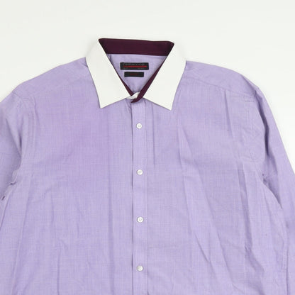 Red Herring Mens Purple Polyester Button-Up Size 16.5 Collared Button