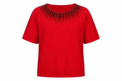 Laura G Womens Red Round Neck Viscose Pullover Jumper Size L