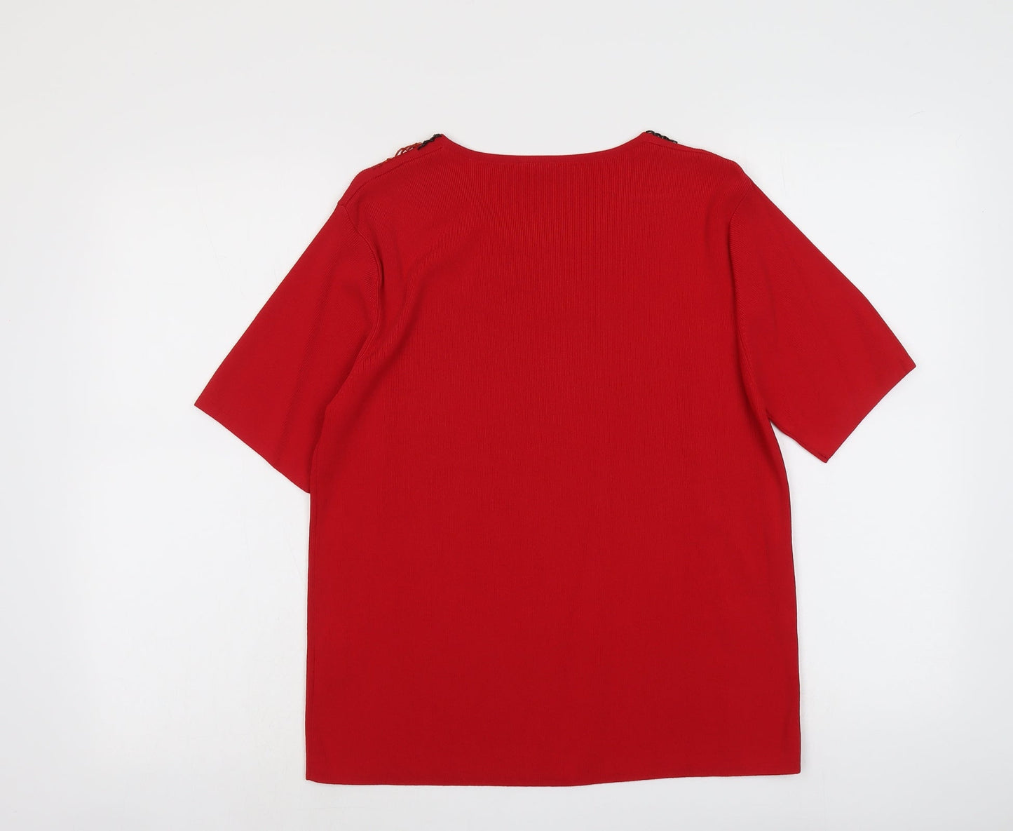 Laura G Womens Red Round Neck Viscose Pullover Jumper Size L