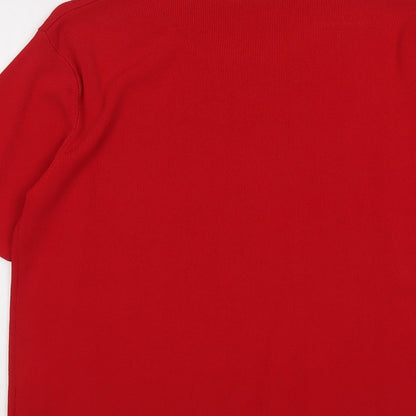 Laura G Womens Red Round Neck Viscose Pullover Jumper Size L