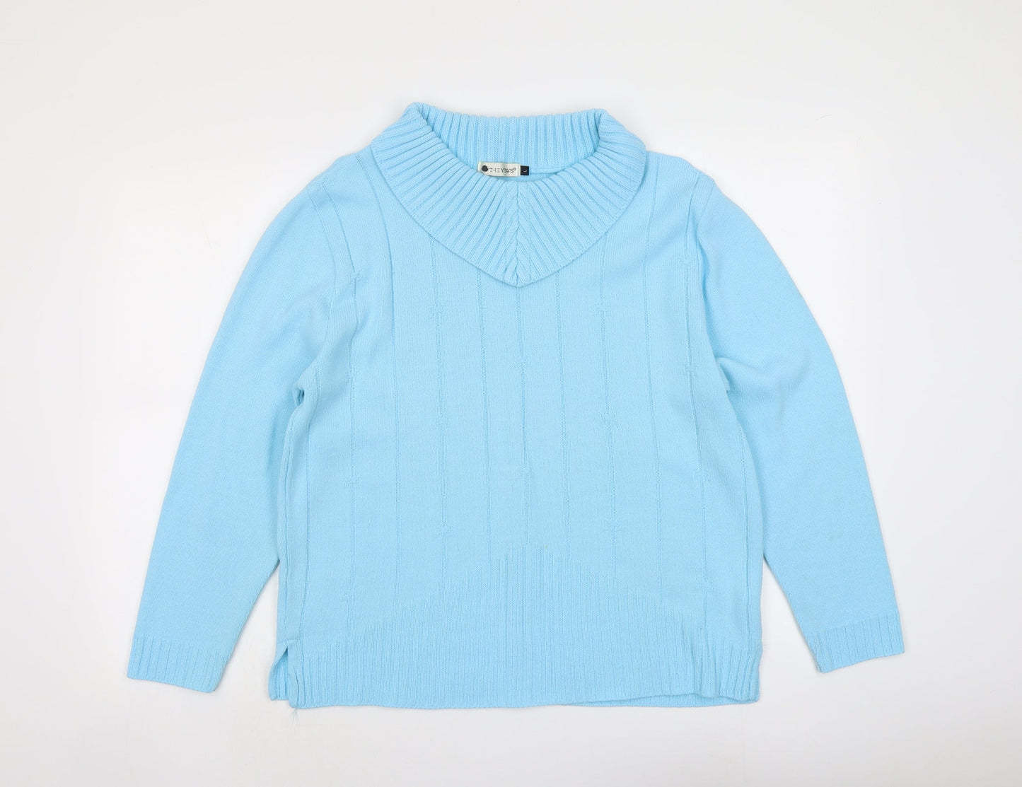 The Yews Womens Blue Round Neck Acrylic Pullover Jumper Size L