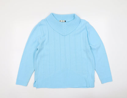 The Yews Womens Blue Round Neck Acrylic Pullover Jumper Size L