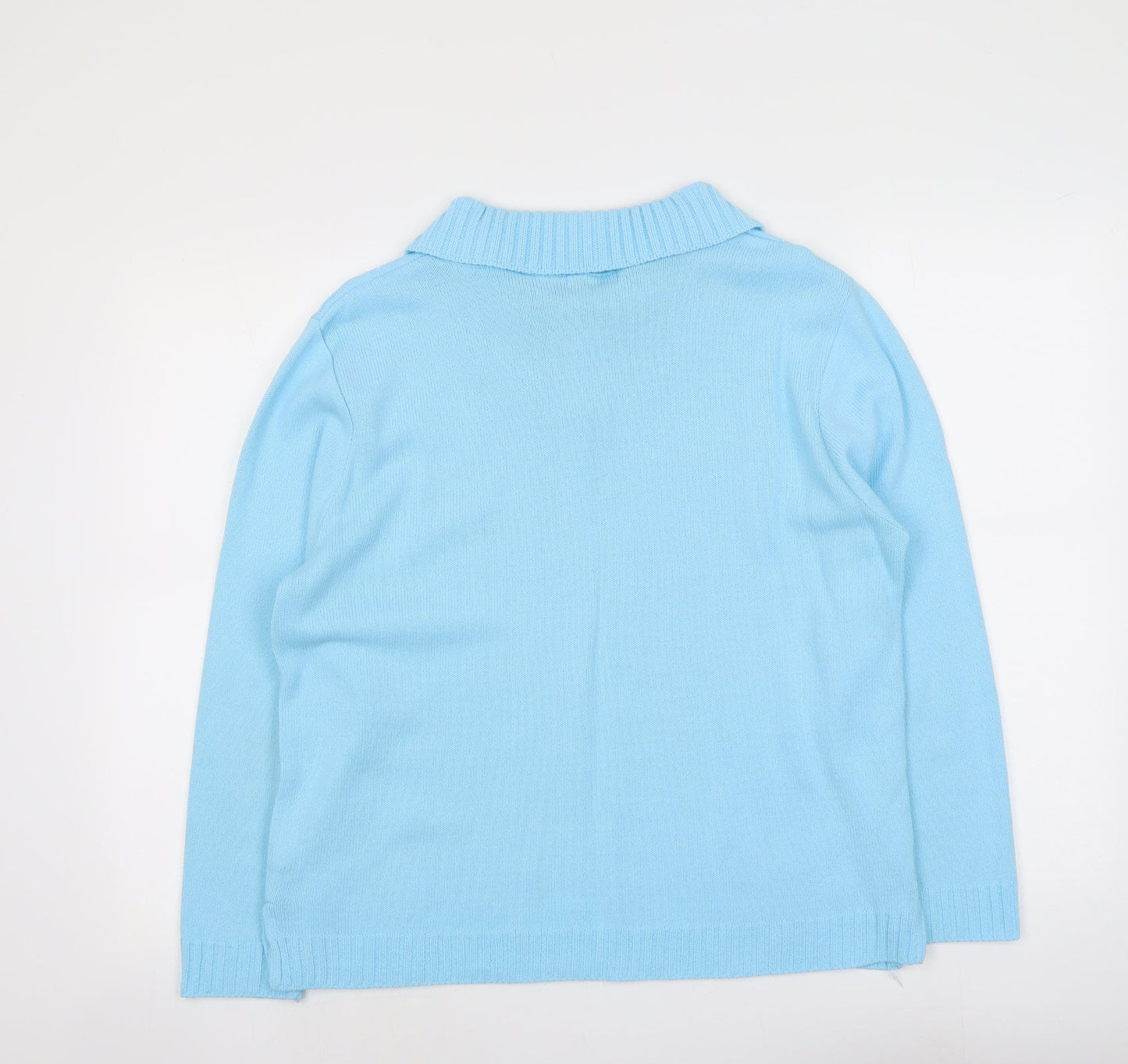 The Yews Womens Blue Round Neck Acrylic Pullover Jumper Size L