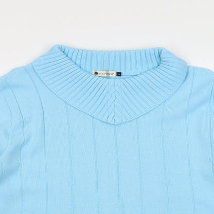 The Yews Womens Blue Round Neck Acrylic Pullover Jumper Size L