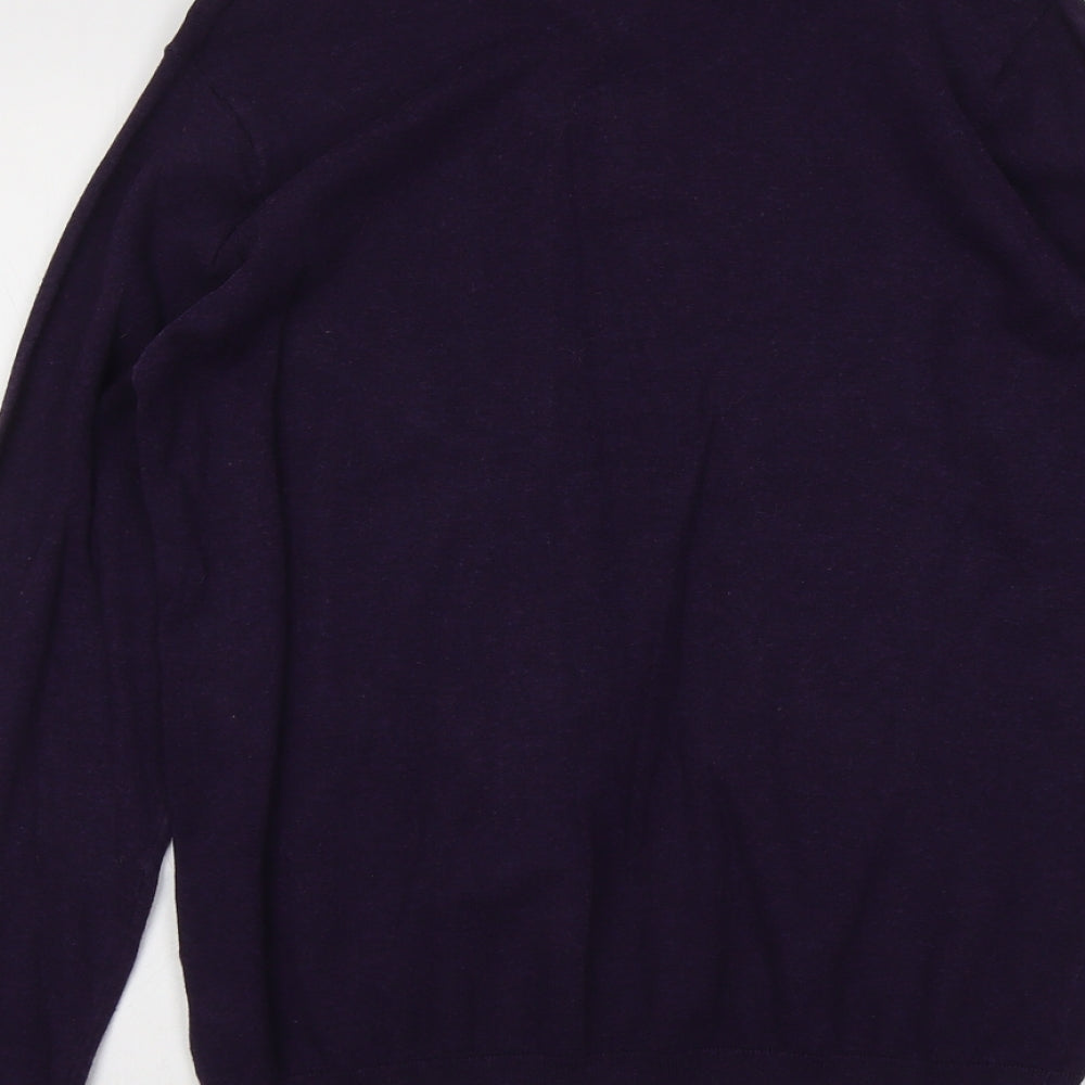 Matalan Mens Purple Collared Cotton Pullover Jumper Size M Long Sleeve