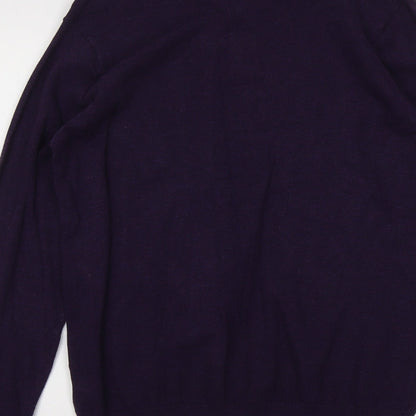 Matalan Mens Purple Collared Cotton Pullover Jumper Size M Long Sleeve