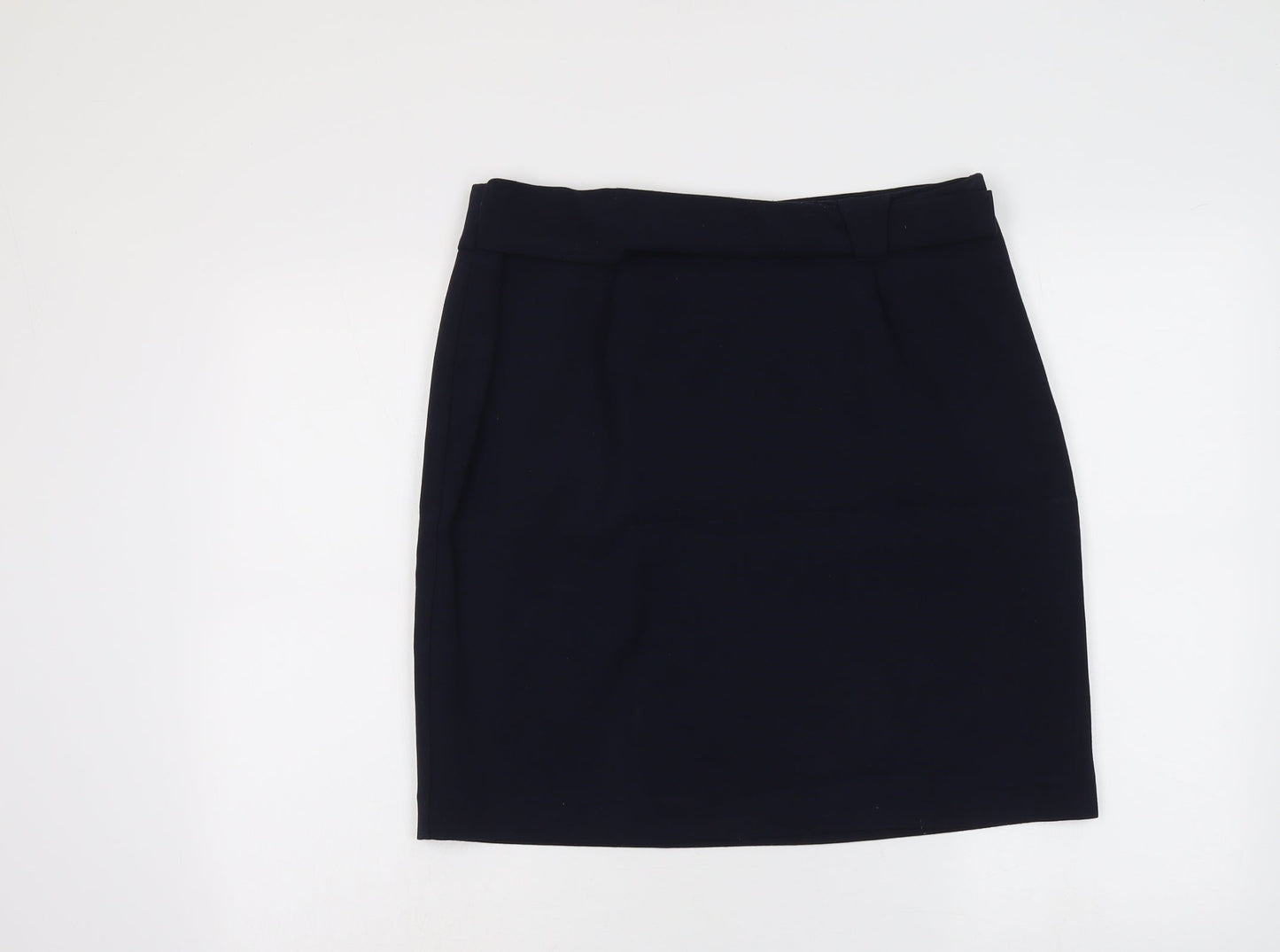Cortefiel Womens Blue Polyester A-Line Skirt Size L Zip
