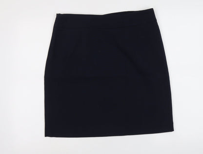 Cortefiel Womens Blue Polyester A-Line Skirt Size L Zip