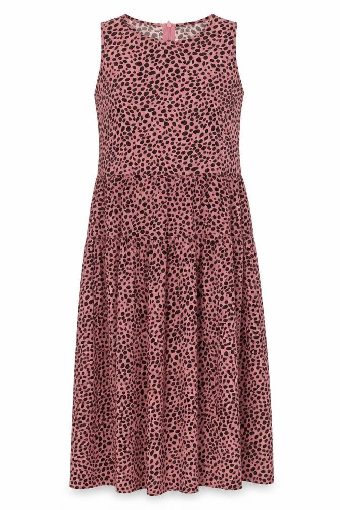 Preworn Womens Pink Animal Print Polyester Trapeze & Swing Size S Round Neck Zip - Leopard Pattern