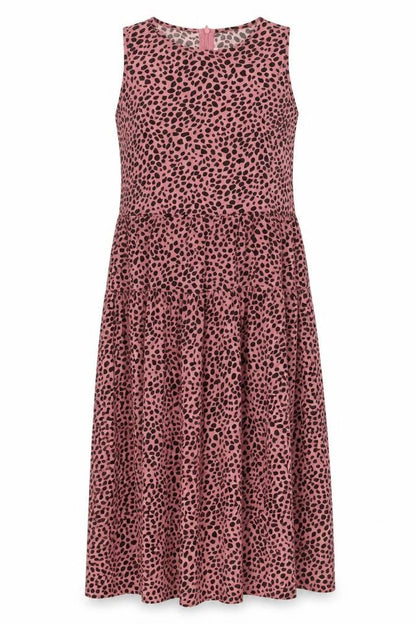 Preworn Womens Pink Animal Print Polyester Trapeze & Swing Size S Round Neck Zip - Leopard Pattern