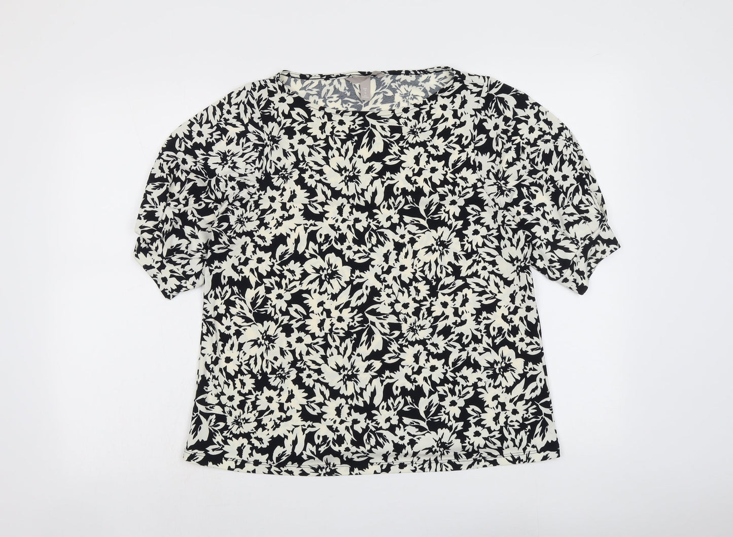 Womens UK Size M H&M Black Basic Blouse