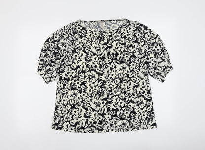 Womens UK Size M H&M Black Basic Blouse
