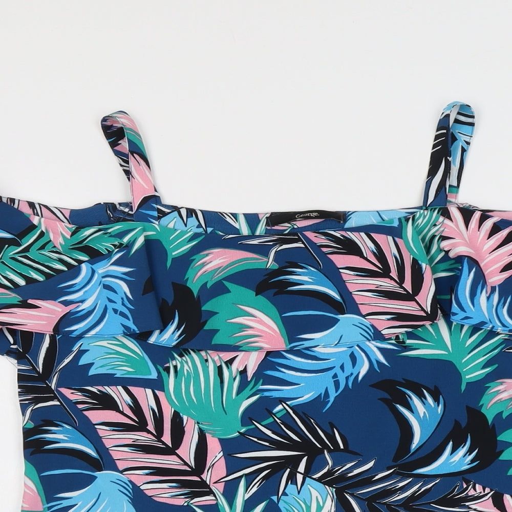 George Womens Multicoloured Floral Polyester Basic Blouse Size 8 Square Neck