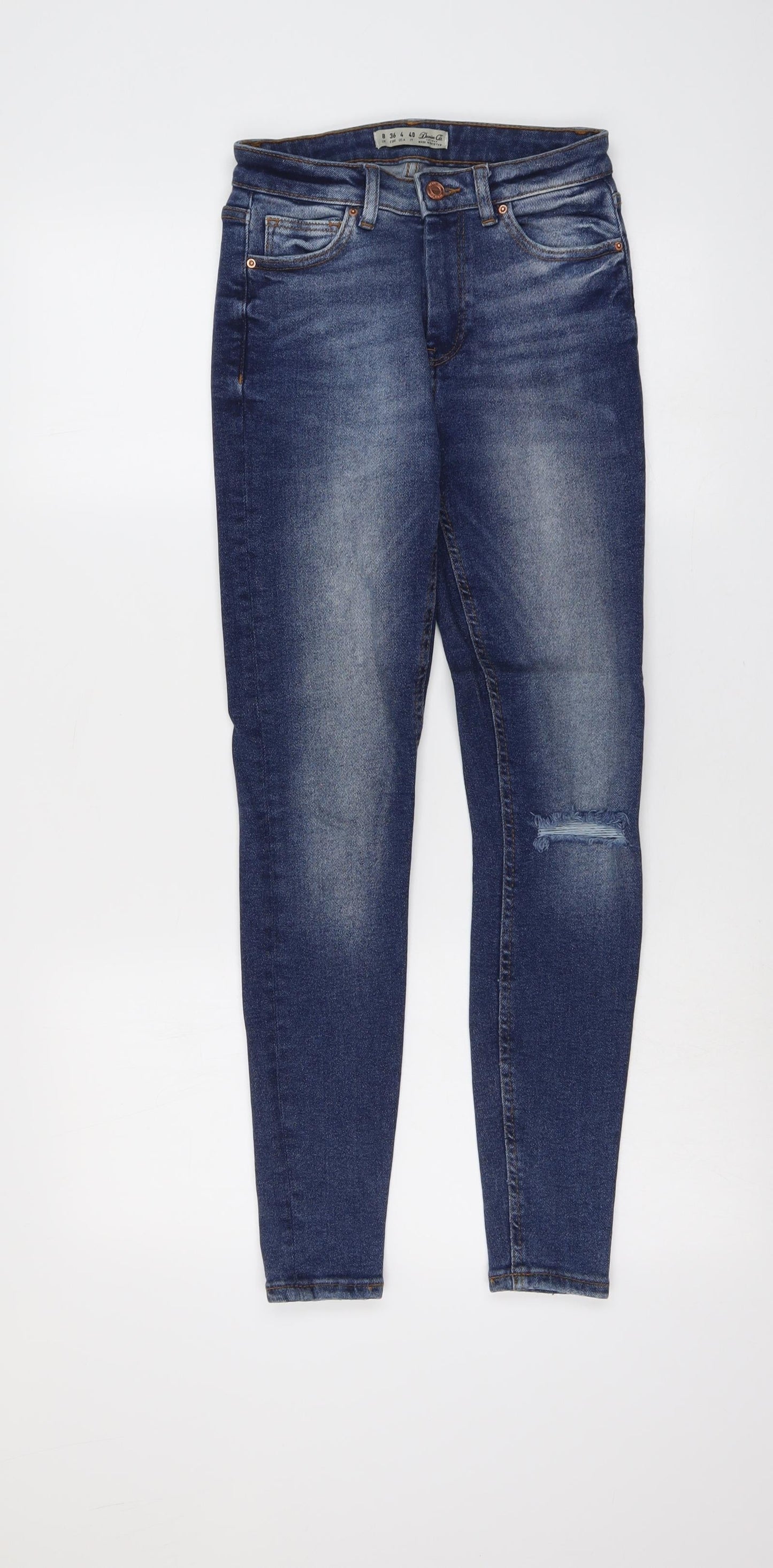 Denim & Co. Womens Blue Cotton Skinny Jeans Size 8 L27 in Regular Button