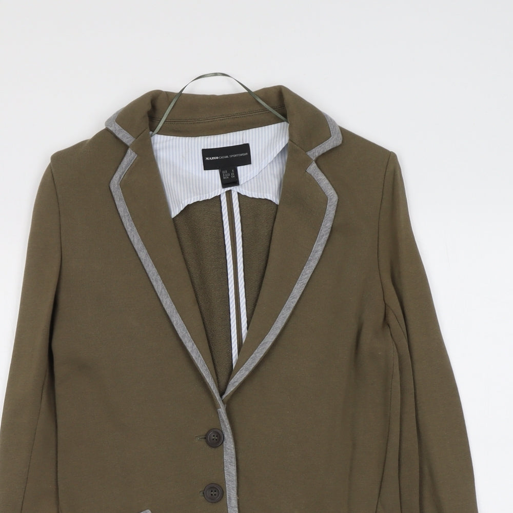 Mango Womens Green Cotton Jacket Blazer Size S