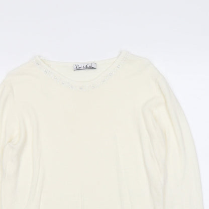 Womens UK Size 14 Pure&Natural Ivory Pullover Jumper