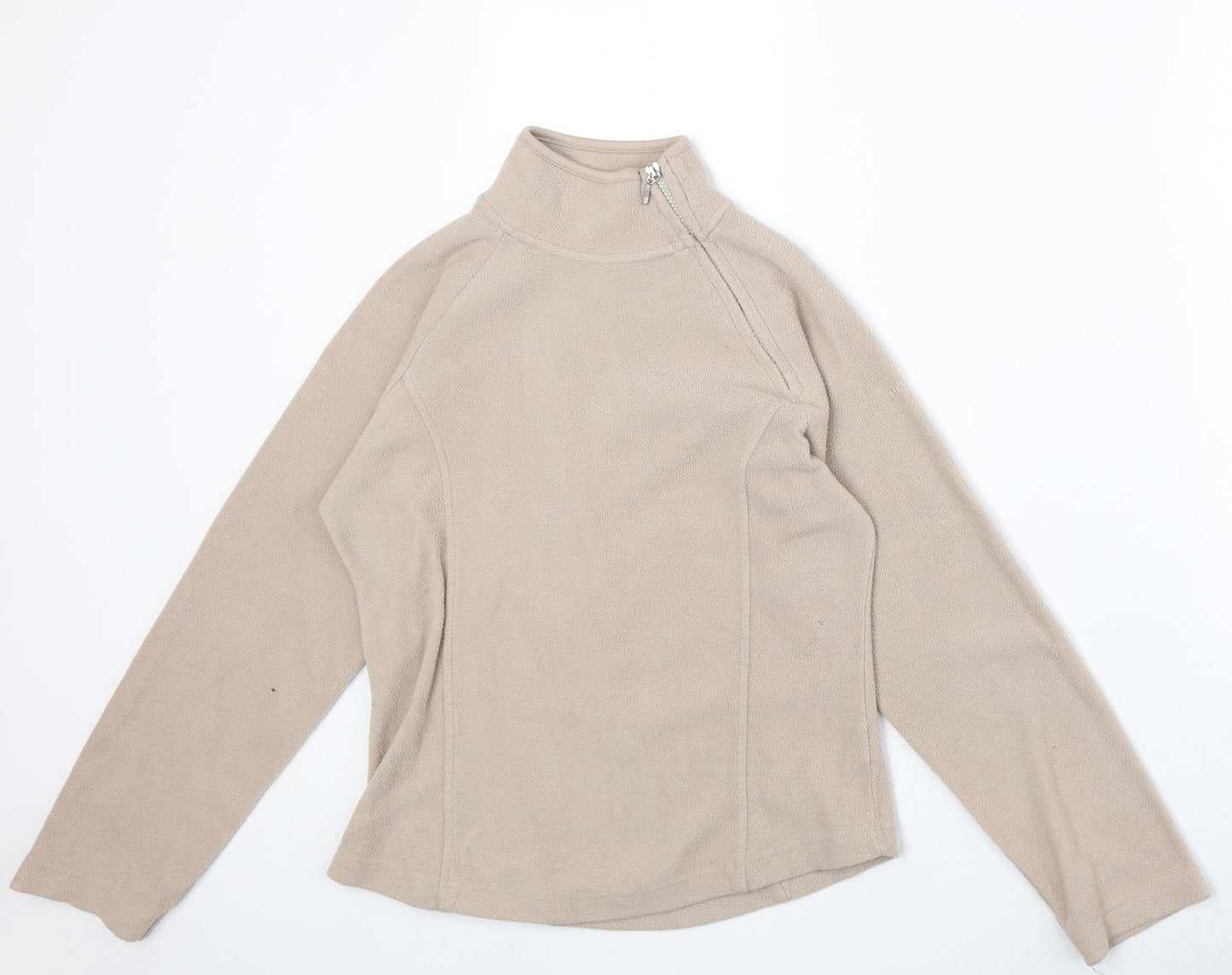 Active Womens Beige Polyester Pullover Sweatshirt Size 8 Zip