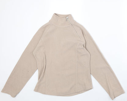Active Womens Beige Polyester Pullover Sweatshirt Size 8 Zip