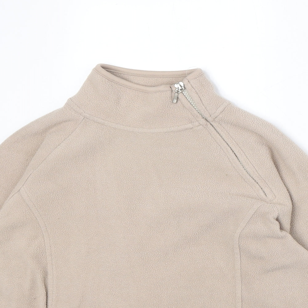 Active Womens Beige Polyester Pullover Sweatshirt Size 8 Zip