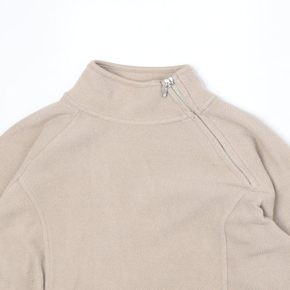 Active Womens Beige Polyester Pullover Sweatshirt Size 8 Zip