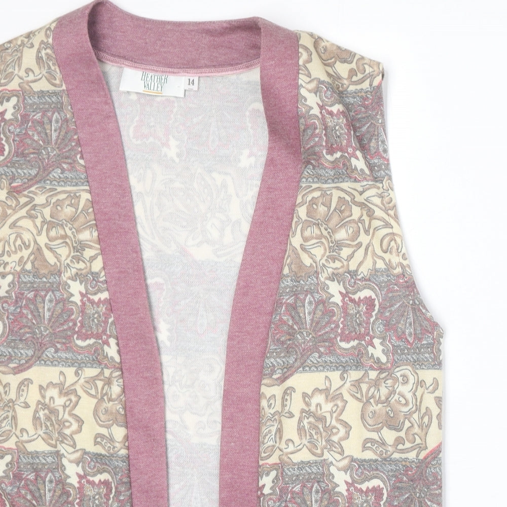 Womens UK Size 14 Heather Valley Beige Cardigan Jumper