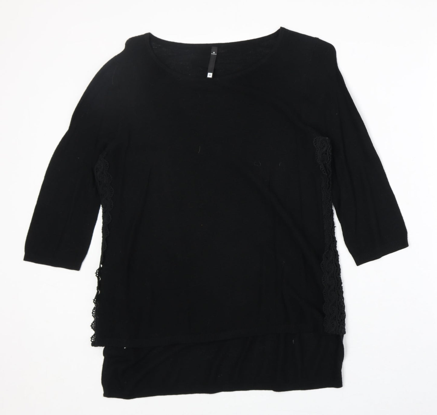 Woolworths Womens Black Round Neck Cotton Pullover Jumper Size M