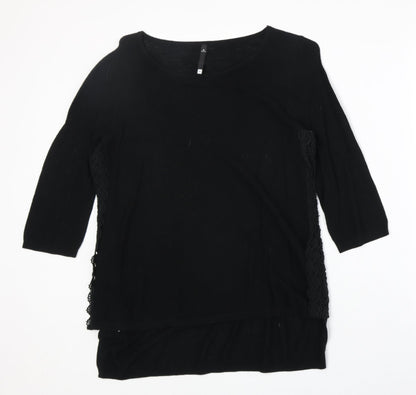 Woolworths Womens Black Round Neck Cotton Pullover Jumper Size M