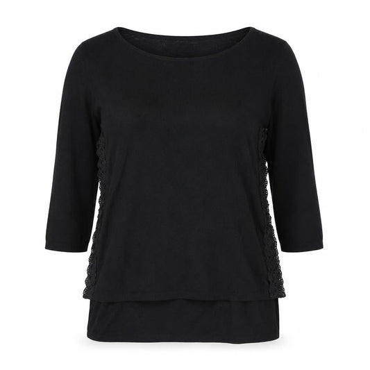 Woolworths Womens Black Round Neck Cotton Pullover Jumper Size M