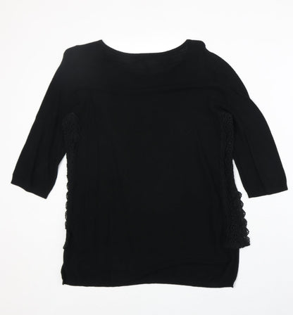 Woolworths Womens Black Round Neck Cotton Pullover Jumper Size M