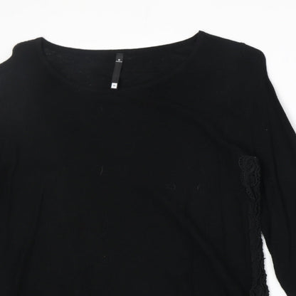 Woolworths Womens Black Round Neck Cotton Pullover Jumper Size M