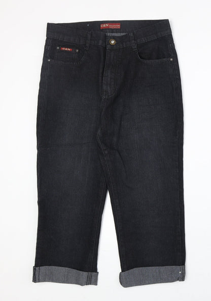 G&N Womens Black Cotton Straight Jeans Size 31 in Regular Zip