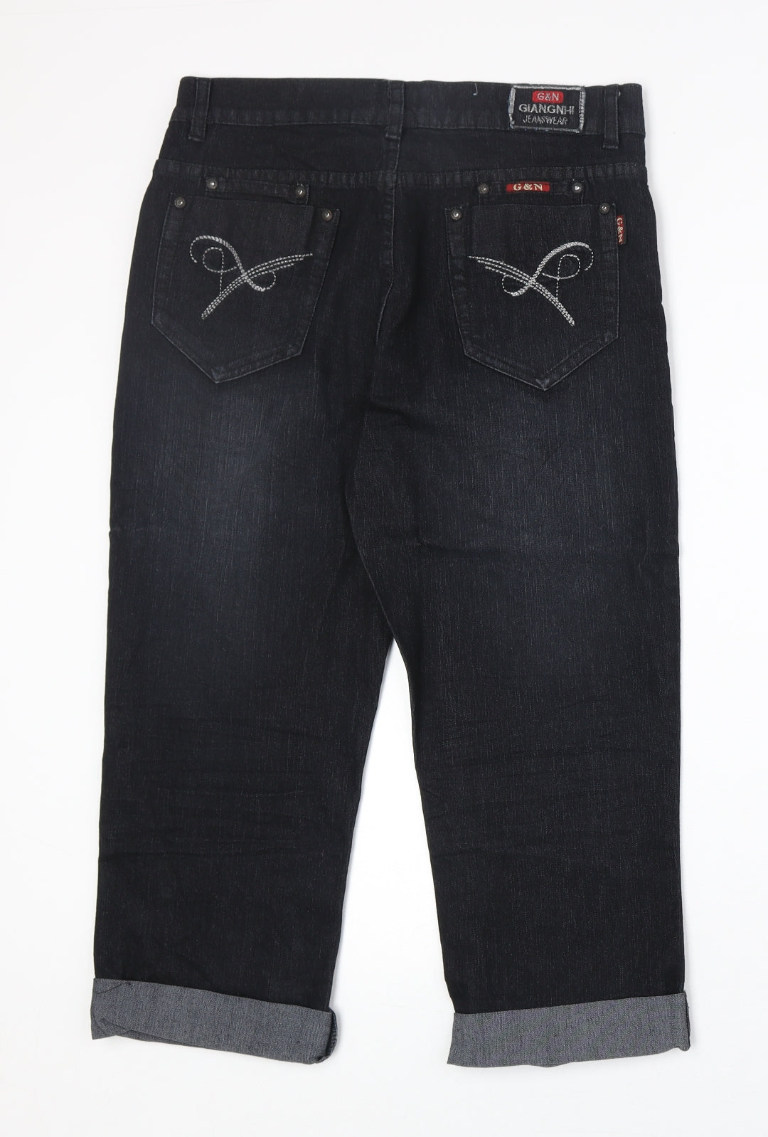 G&N Womens Black Cotton Straight Jeans Size 31 in Regular Zip