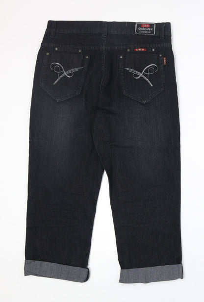G&N Womens Black Cotton Straight Jeans Size 31 in Regular Zip