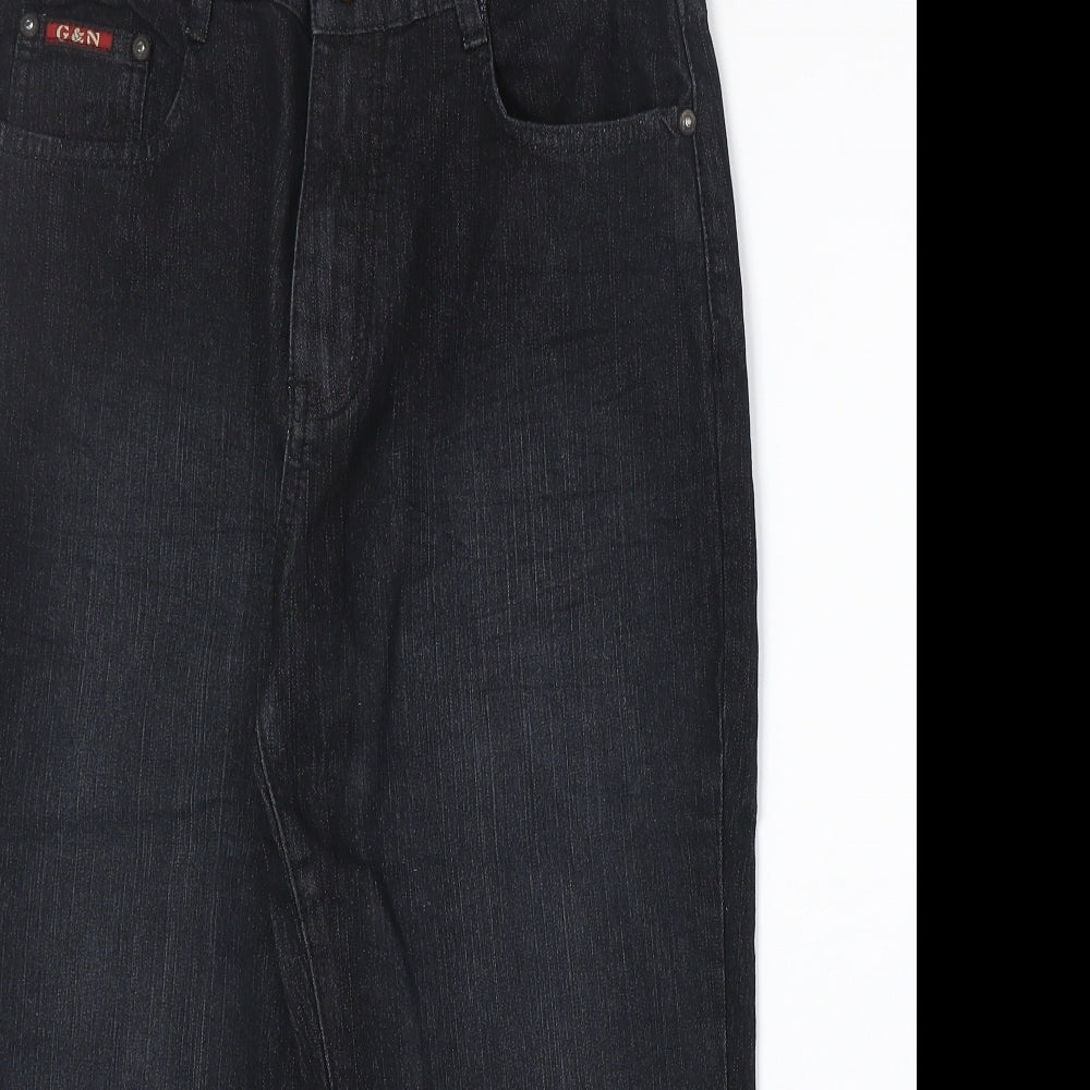 G&N Womens Black Cotton Straight Jeans Size 31 in Regular Zip