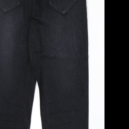 G&N Womens Black Cotton Straight Jeans Size 31 in Regular Zip