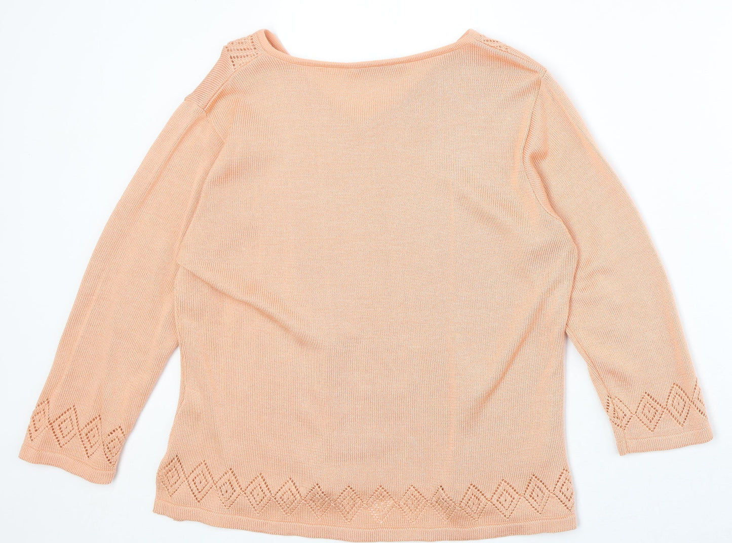The Pearl Collection Womens Pink V-Neck Acrylic Pullover Jumper Size 10