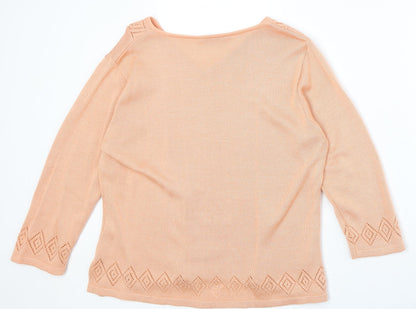 The Pearl Collection Womens Pink V-Neck Acrylic Pullover Jumper Size 10