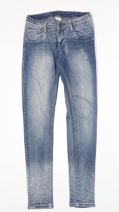 Womens UK Size S Preworn Regular Fit Skinny Blue Jeans