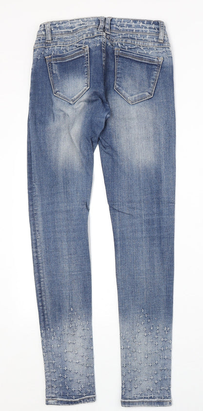 Womens UK Size S Preworn Regular Fit Skinny Blue Jeans