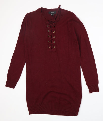 Womens UK Size S FOREVER 21 Red Pullover Jumper