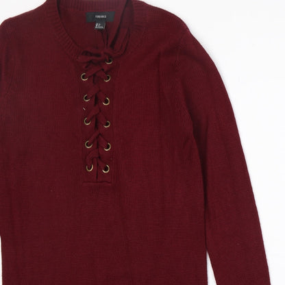Womens UK Size S FOREVER 21 Red Pullover Jumper